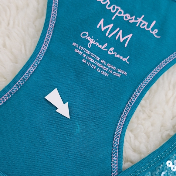 Aeropostale Clear Sequins Flower Racerback Top - Picture 11 of 14